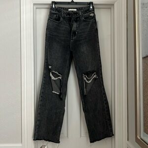 Pacsun black wash ripped straight leg jeans size 25